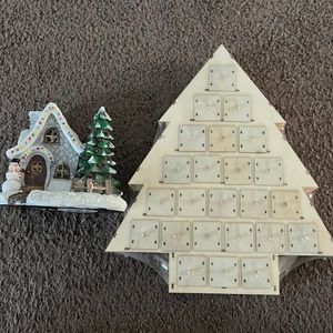 Christmas decorations Christmas tree advent calendar and a light up decorations